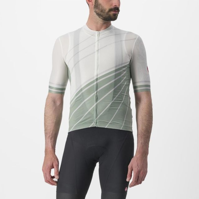 Castelli Speed Strada wielershirt korte mouw - Ivory/Defender green - M