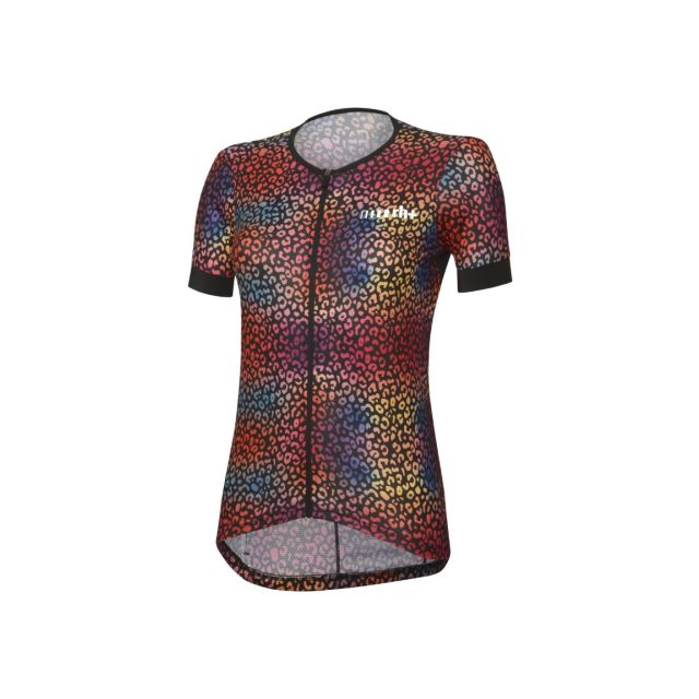 Zero RH+ Fashion dames wielershirt korte mouw-Regenboog-Zwart-L