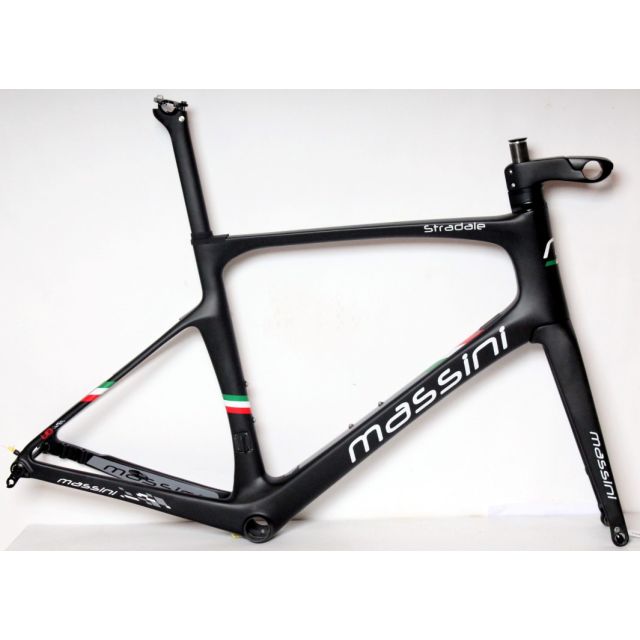 Massini Stradale disc frameset - Mat zwart/Zilver - S