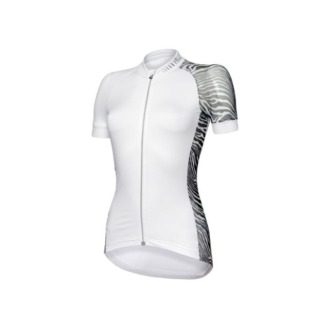 Zero RH+ Elite Evo dames wielershirt korte mouw-Wit-Tijger zwart-L